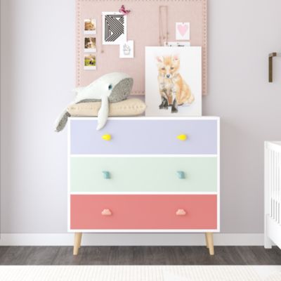 28.7" Kids Dresser 3 Drawers Wood Baby Nightstand Toddler Bedroom Storage Cabinet