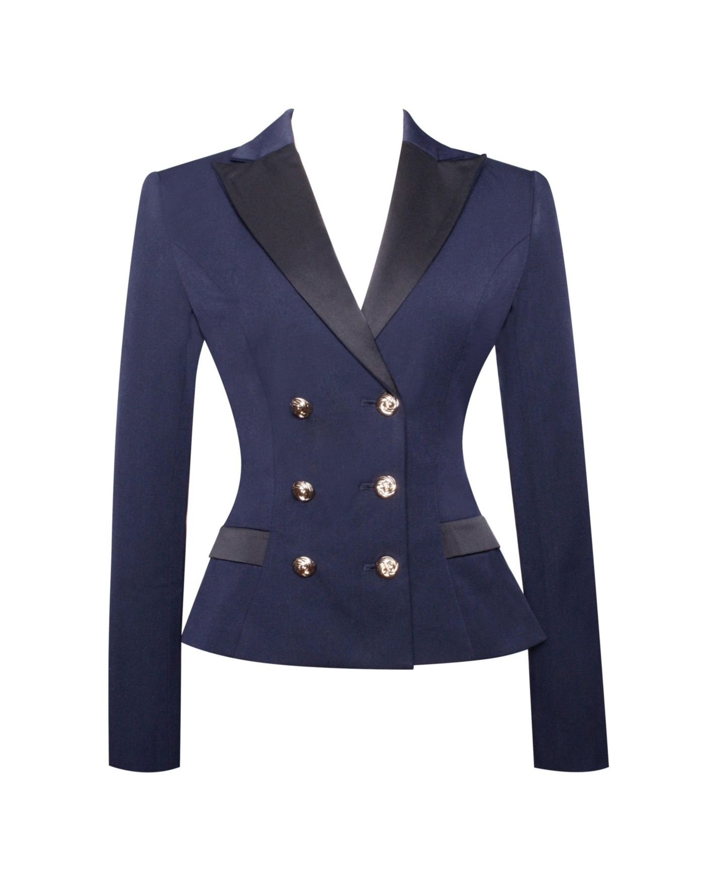 Женский пиджак Miss Circle Women Nasia Navy Blue Double Breast Backless Blazer, цвет: Тёмно-синий — фото 7