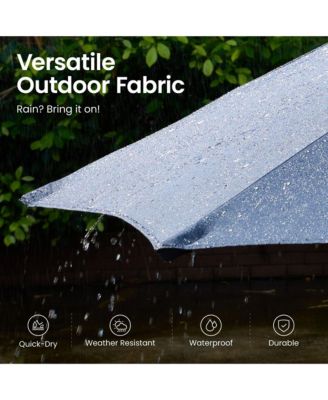 15ft Solar Umbrella Smart LED Lighted Patio Umbrella,12 Heavy Duty Ribs Large Outdoor Double Sided Rectangle Umbrella with Light Modes and Base