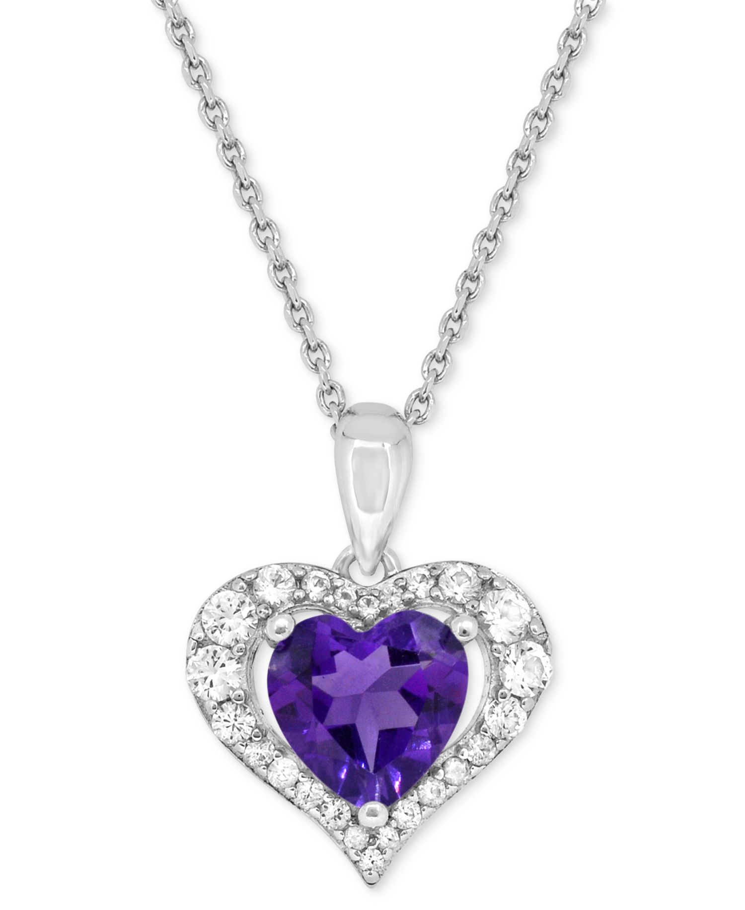 Lab Grown Ruby 1-7/8 ct. t.w. Lab-created White Sapphire 5/8 ct. t.w. Heart Pendant in Sterling Silver