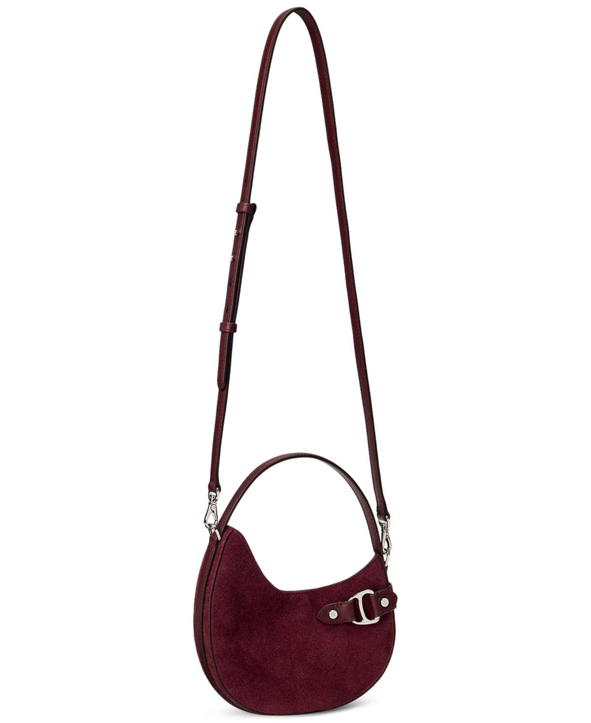 Ralph Lauren Suede Mini Tasha Crossbody Bag In Burgundy