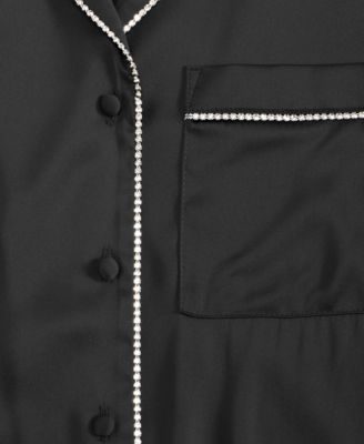 I.N.C International Concepts Women's Satin Pajama Set with Diamante Trim