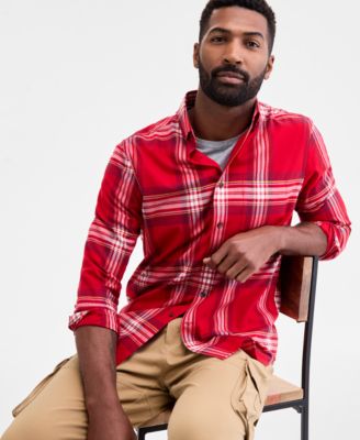 Men's Plaid Brushed Cotton Button-Down Shirt, Macy's Exclusive