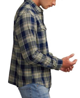 Men's Indigo Plaid Western Long Sleeve Snap-Front Shirt