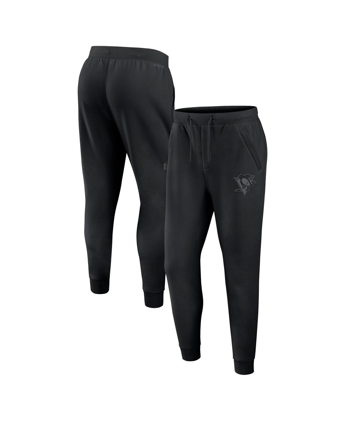 Men's Black Pittsburgh Penguins Authentic Pro Road Fleece Sweatpants - Black