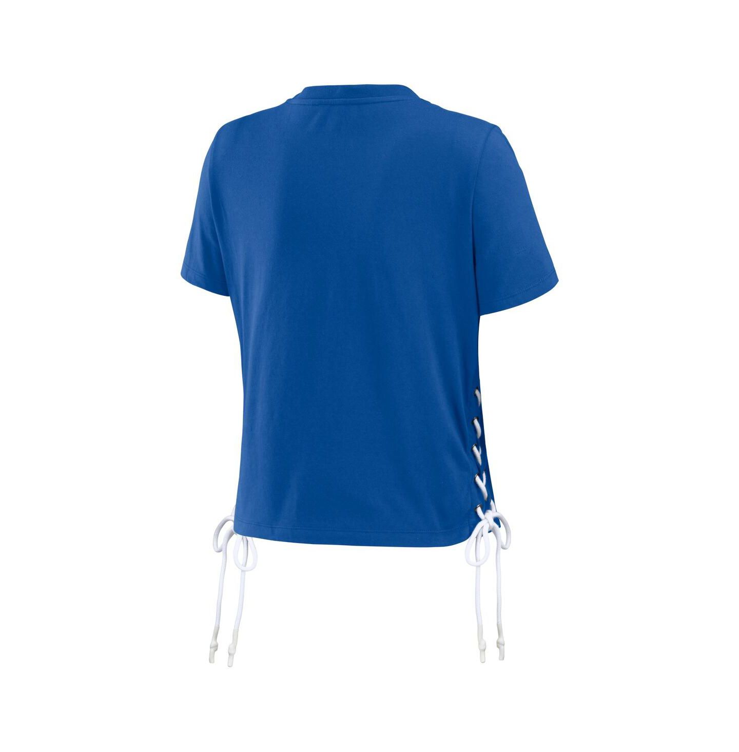 Женская футболка WEAR by Erin Andrews Royal Toronto Blue Jays Side Lace-Up Cropped — фото 3
