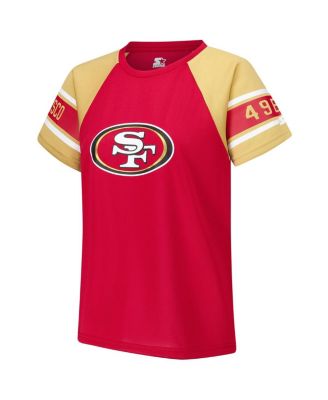Women's Red San Francisco 49ers 1st Rounder Color Block Raglan Top