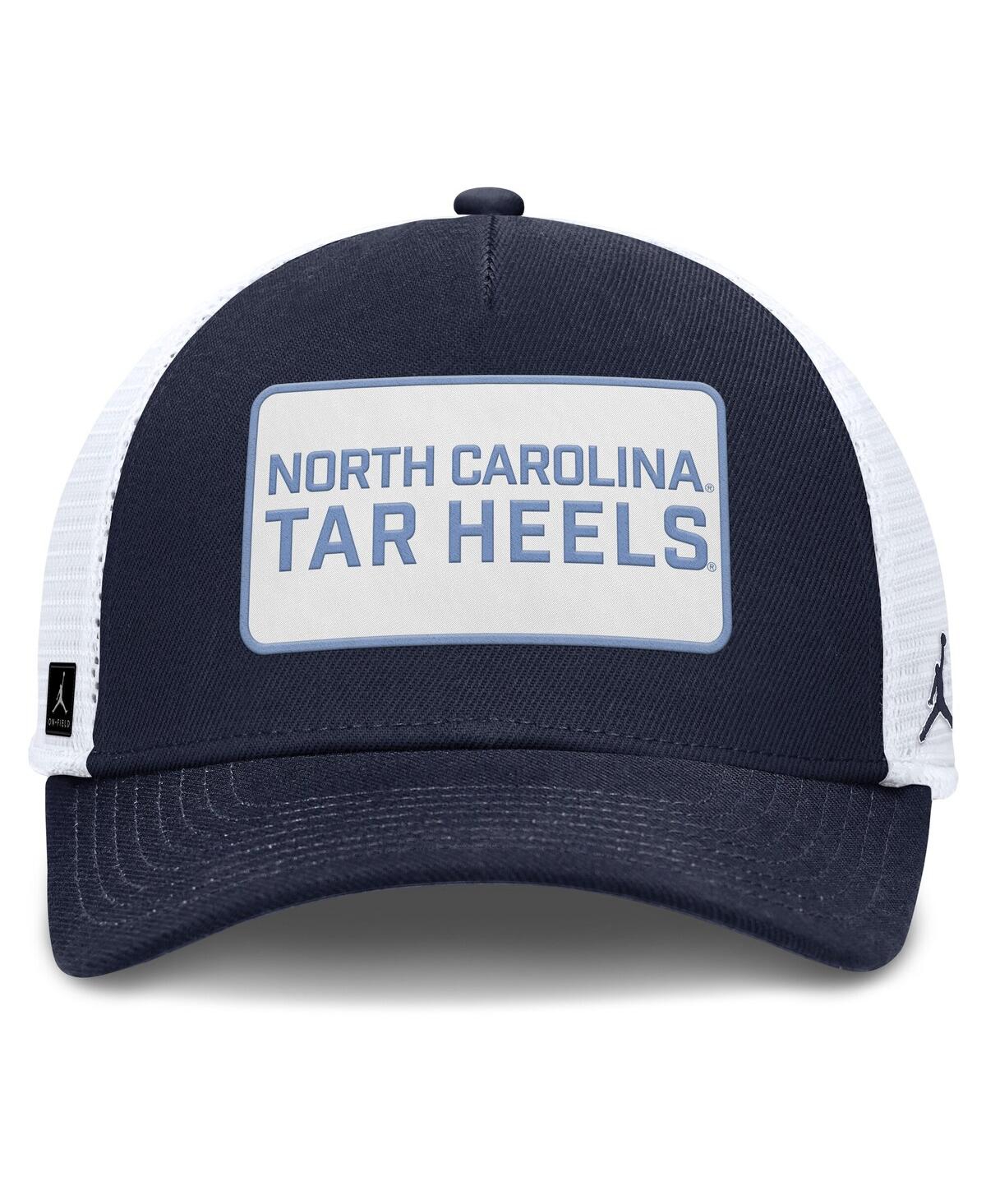 Jordan Men's Navy/white North Carolina Tar Heels 2025 On-field Rise Patch Trucker Adjustable Hat In Multi