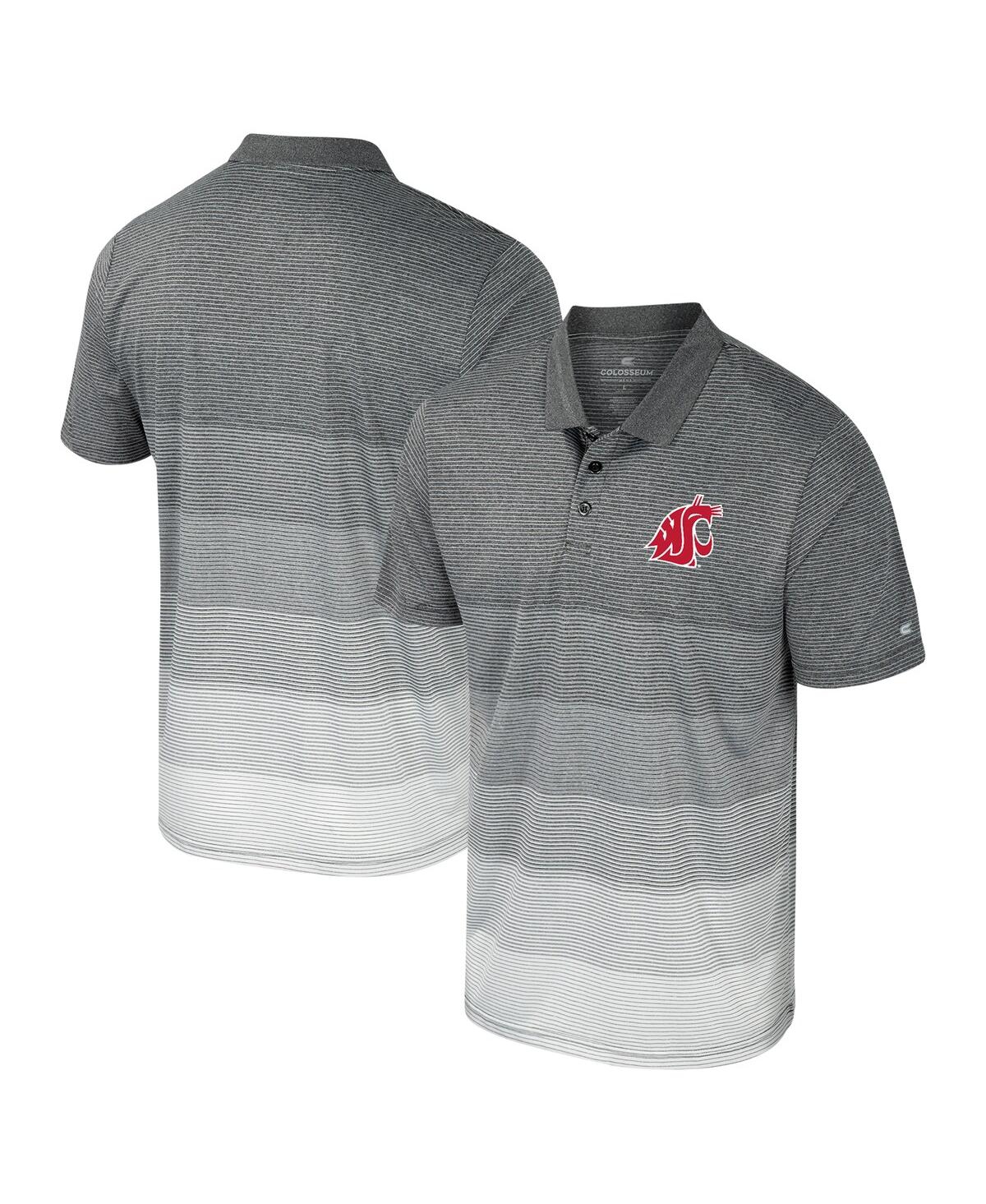 Men's Gray Washington State Cougars Striped Mesh Polo Shirt - Gray