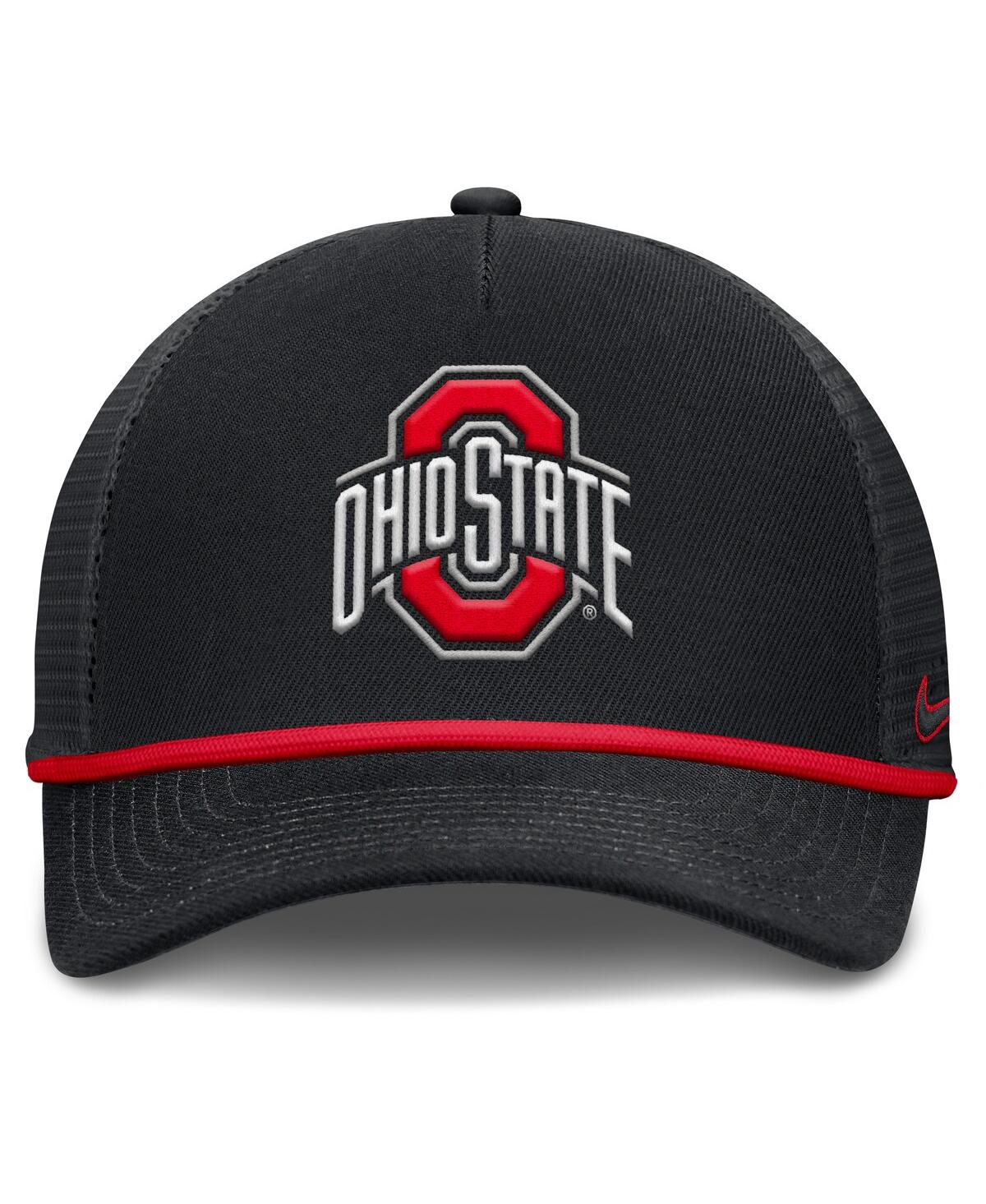 Nike Men's Black Ohio State Buckeyes Rise Primetime Trucker Adjustable Hat In Black