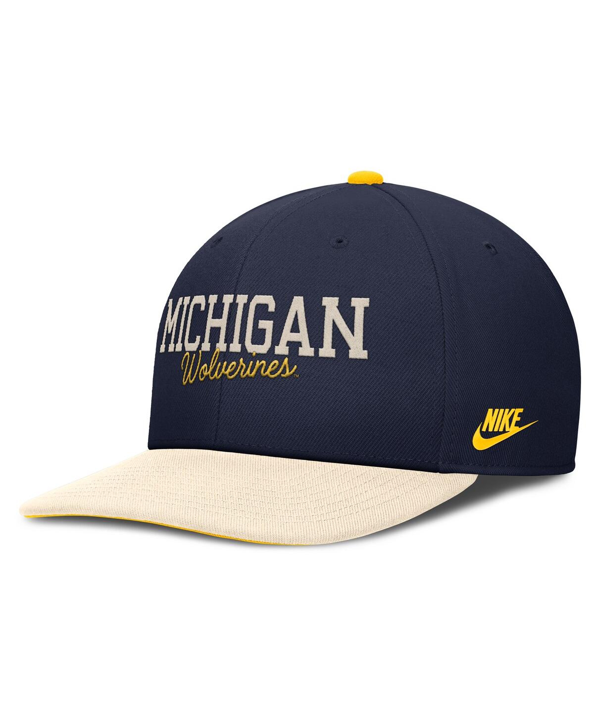 Nike Men's Navy/cream Michigan Wolverines Pro Legacy Script Snapback Hat