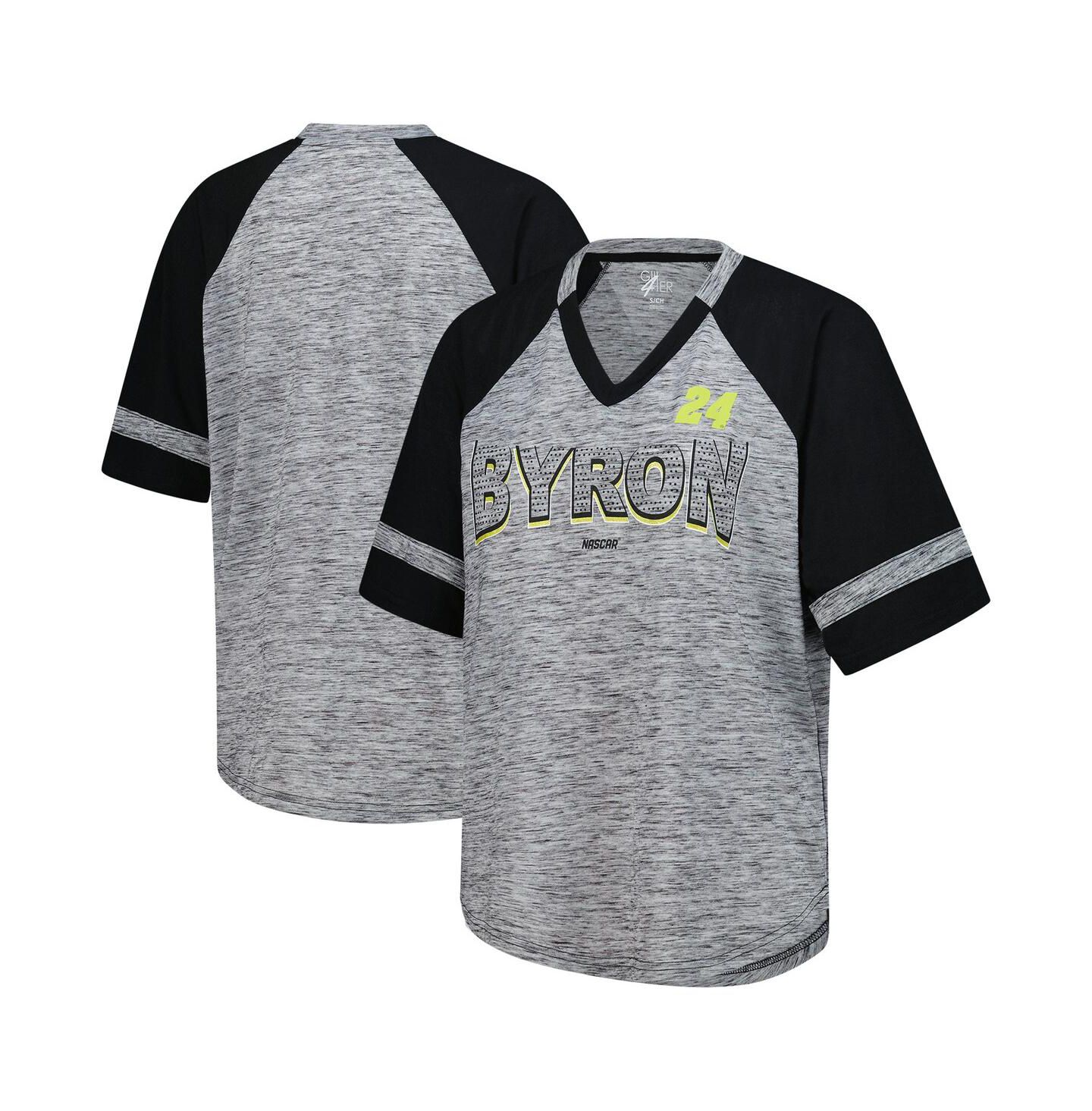 Женская футболка G-III 4Her by Carl Banks Heather Gray William Byron Hall of Fame Oversized Raglan V-Neck — фото 1