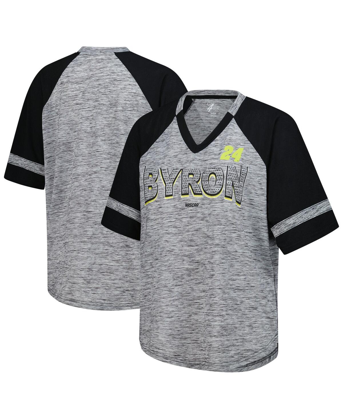 Women's Heather Gray William Byron Hall of Fame Oversized Raglan V-Neck T-Shirt - Heather Gray