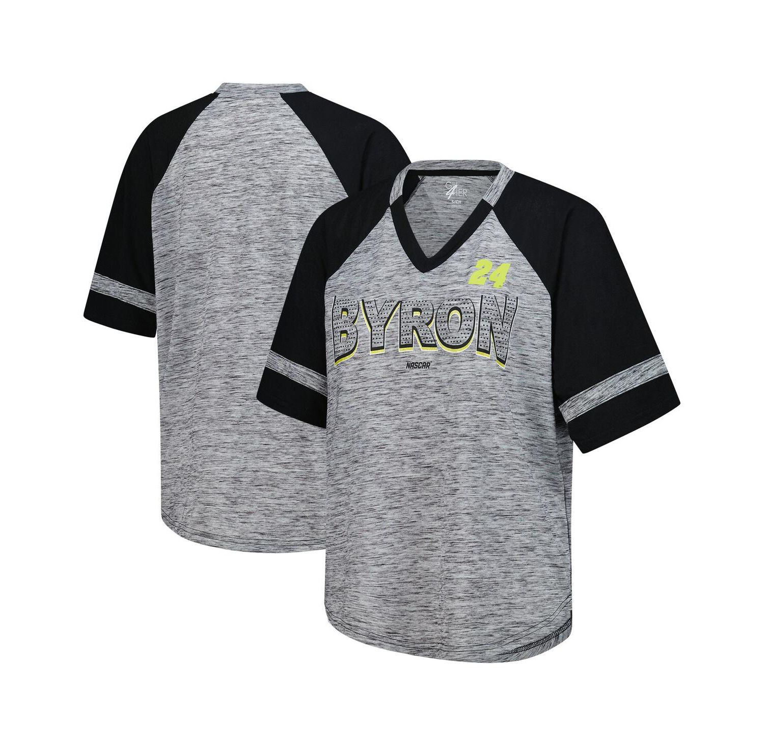 Women's Heather Gray William Byron Hall of Fame Oversized Raglan V-Neck T-Shirt