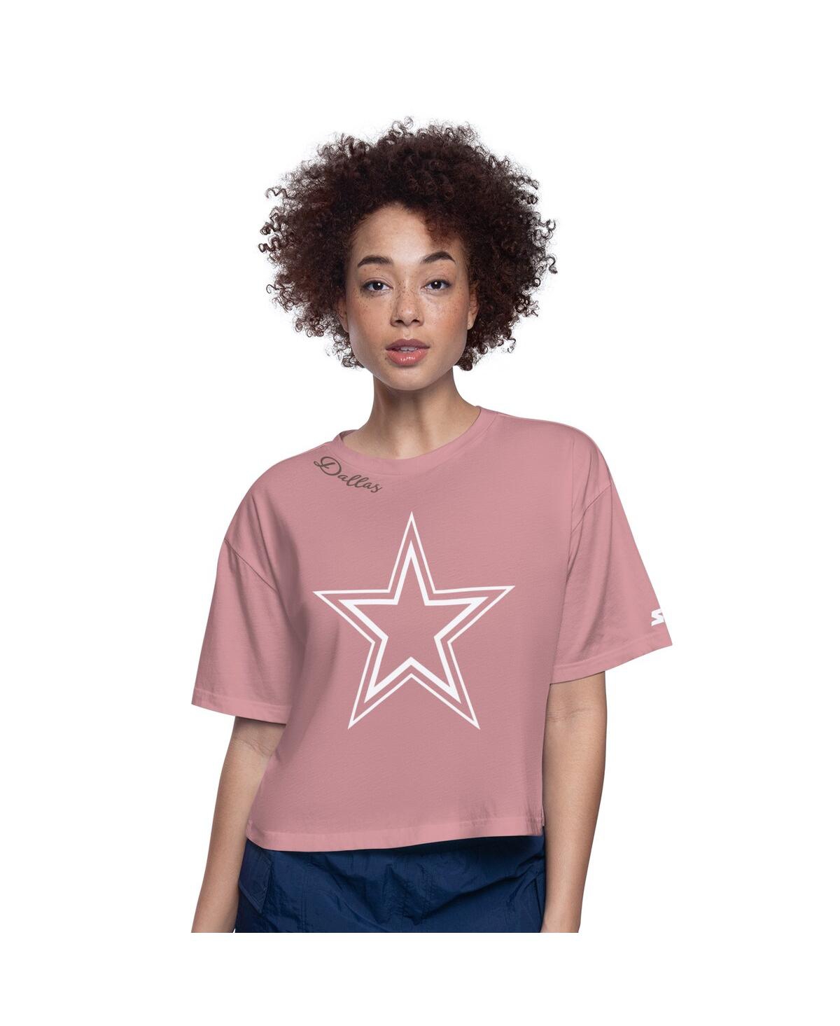 Women's Pink Dallas Cowboys Play the Ball Boxy Cropped T-Shirt - Pink