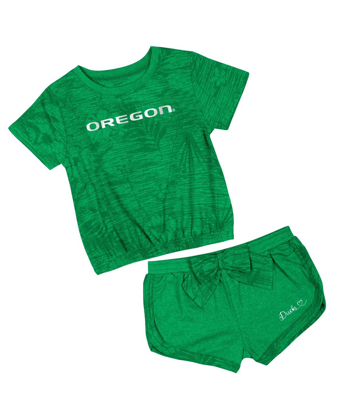 Colosseum Toddlerâ 2-piece Green Oregon Ducks Fern T-shirt And Shorts Set In Green