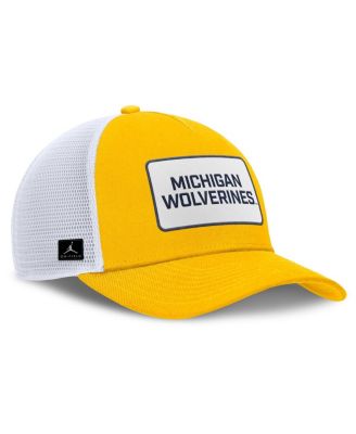 Men's Maize/White Michigan Wolverines 2025 On-Field Rise Patch Trucker Adjustable Hat