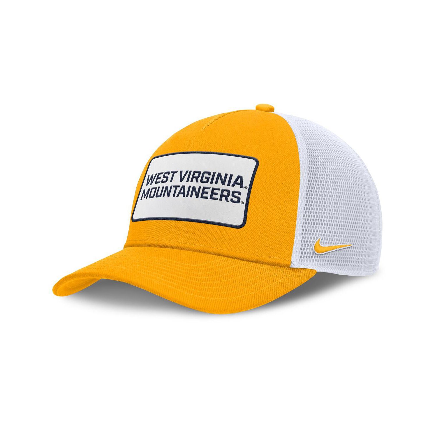 Men's Gold/White West Virginia Mountaineers 2025 On-Field Rise Patch Trucker Adjustable Hat