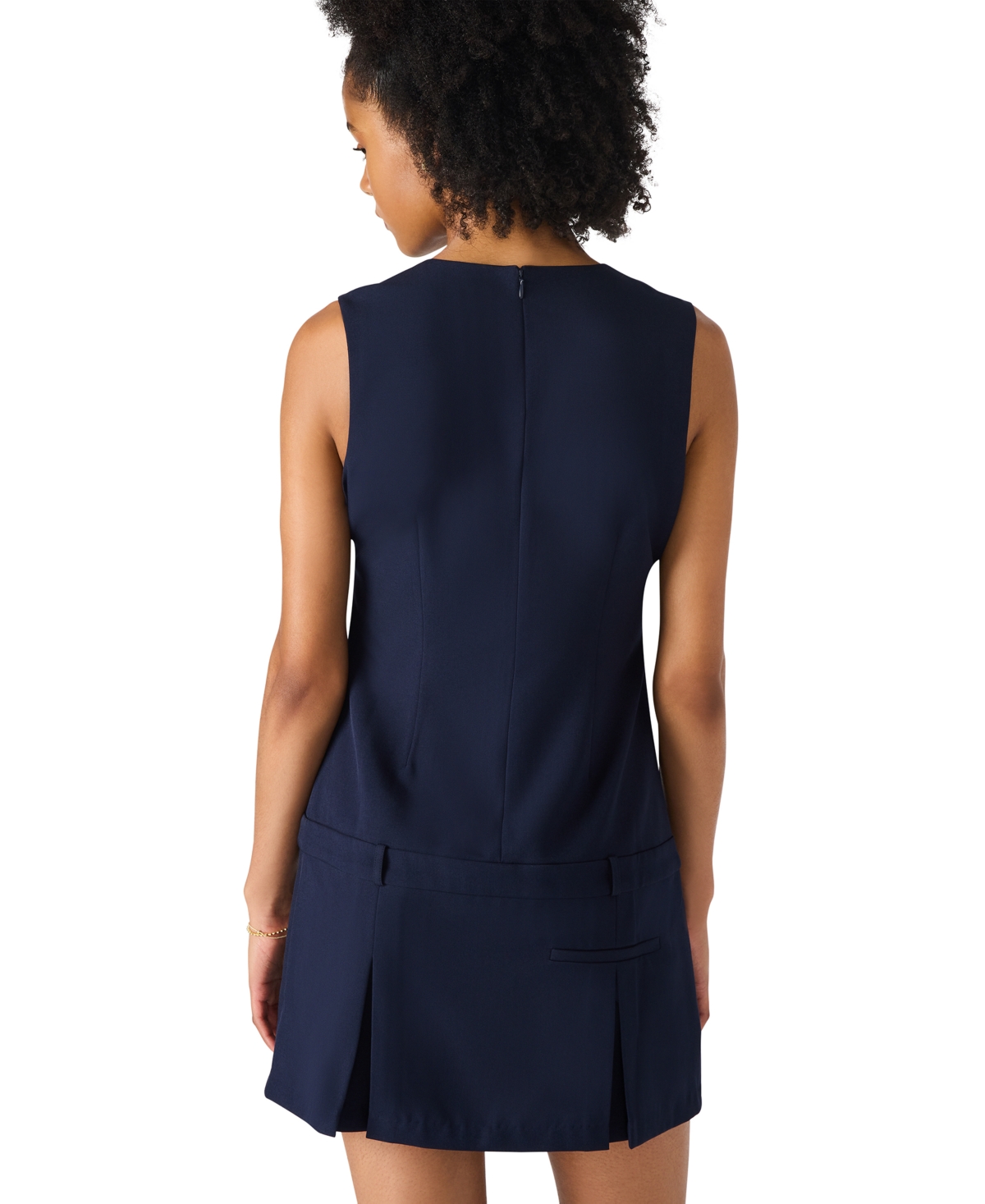 Steve Madden Henley Box Pleat Minidress In Blue