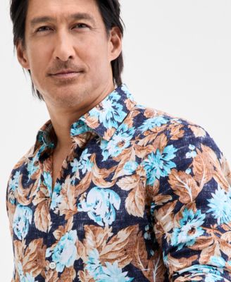 Men's Floral-Print Button-Up Long-Sleeve Shirt, Macy's Exclusive