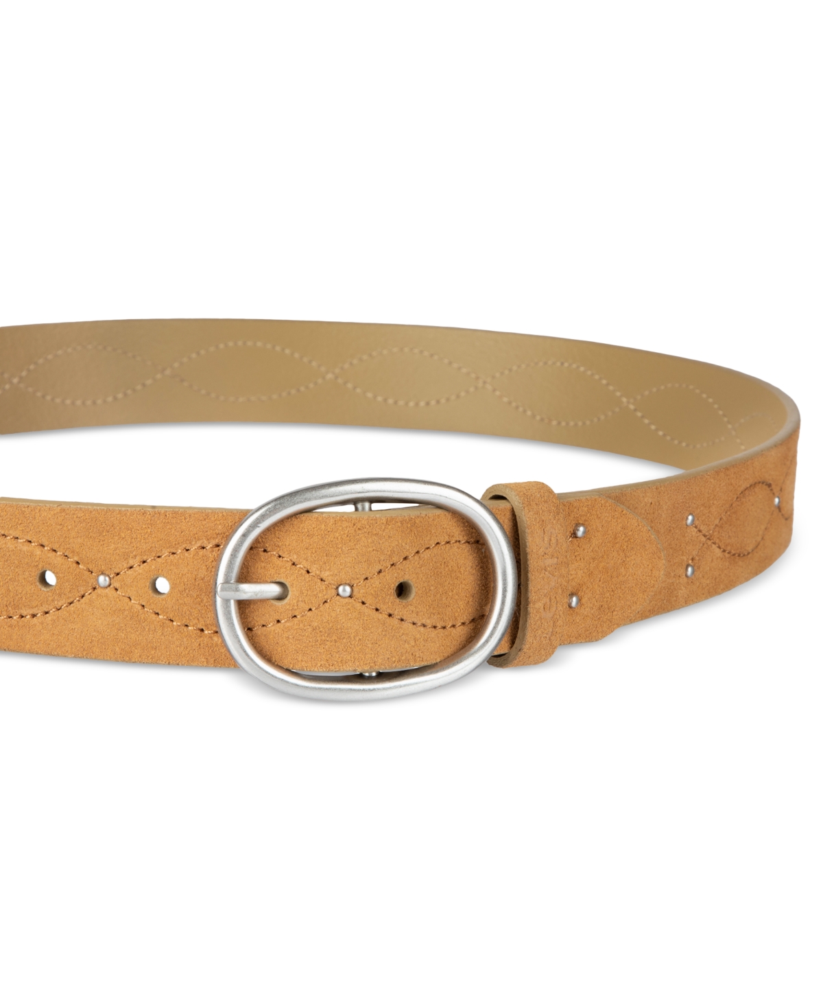 Levi's Western Stitched & Studded Suede Belt In Orange