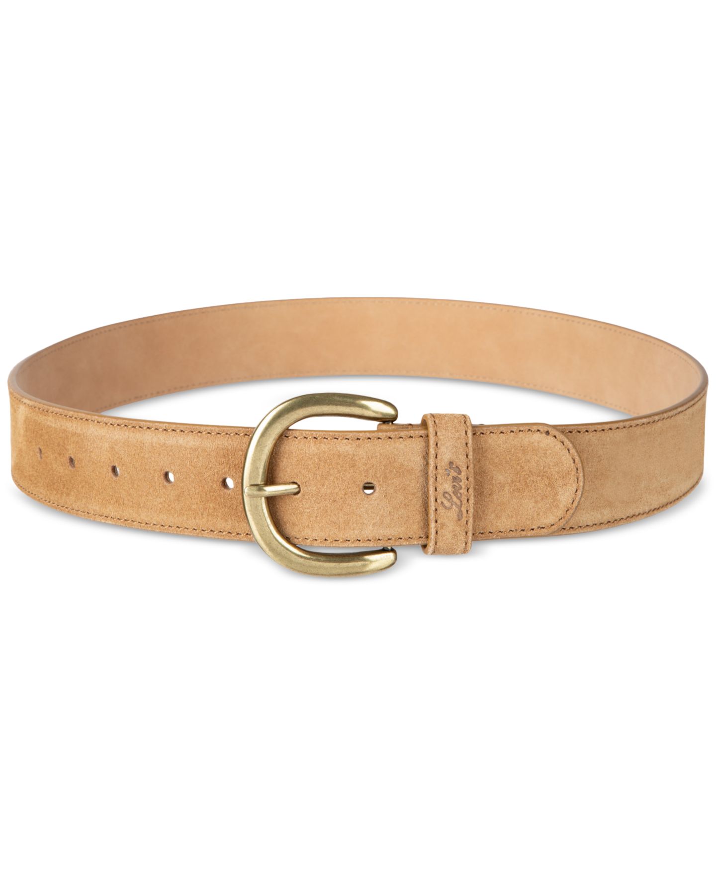 Женский ремень Levi's Leather and Suede Stitched Edge Casual Belt, цвет: Бежевый замшевый — фото 3