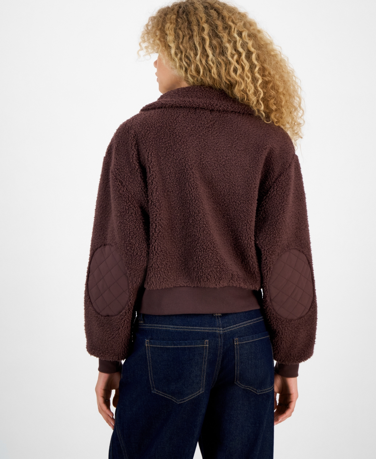 Hippie Rose Juniors' Full-zip Teddy Fleece Jacket In Green