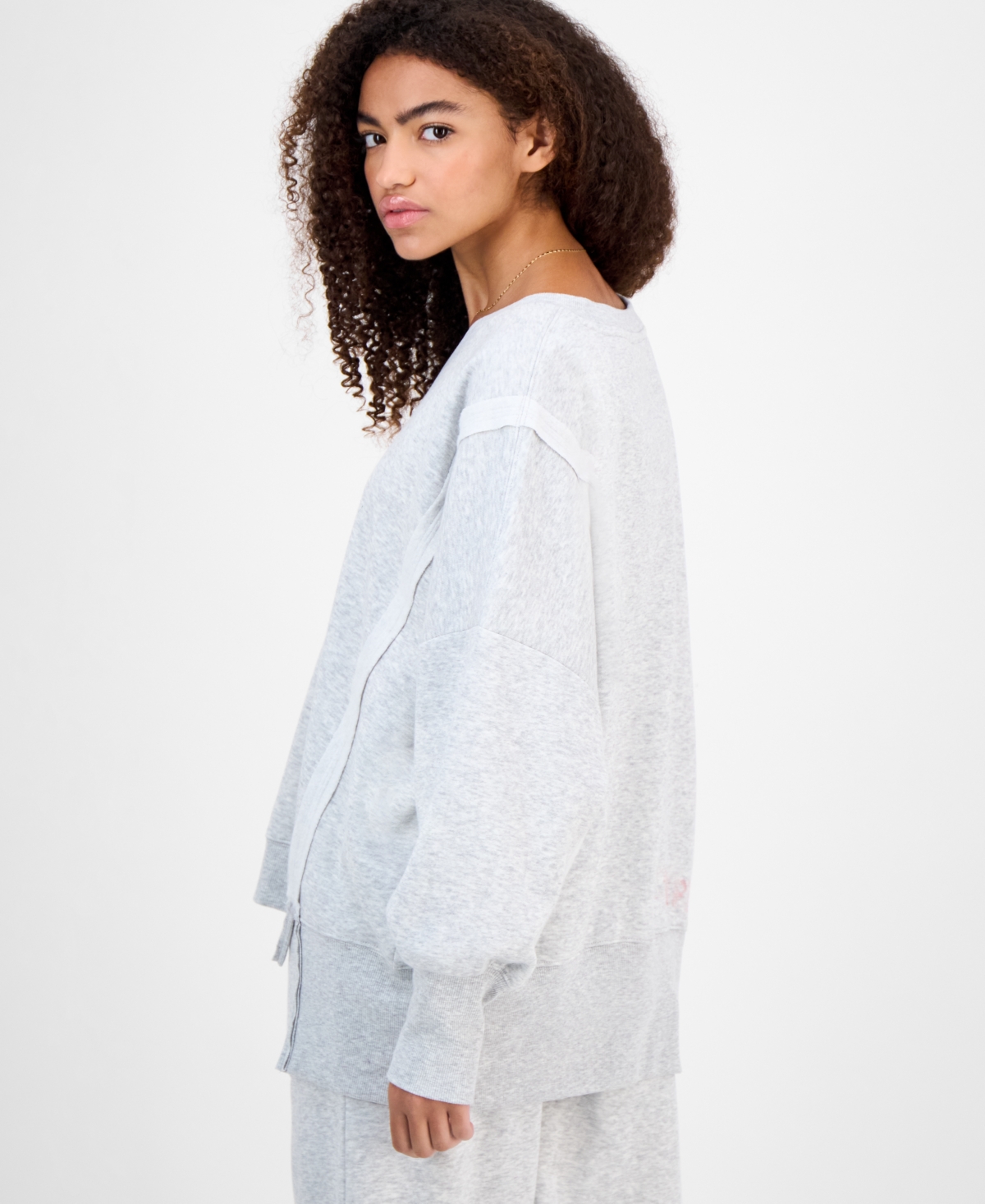 Planet Gold Juniors' Oversized Graphic-Print Sweatshirt