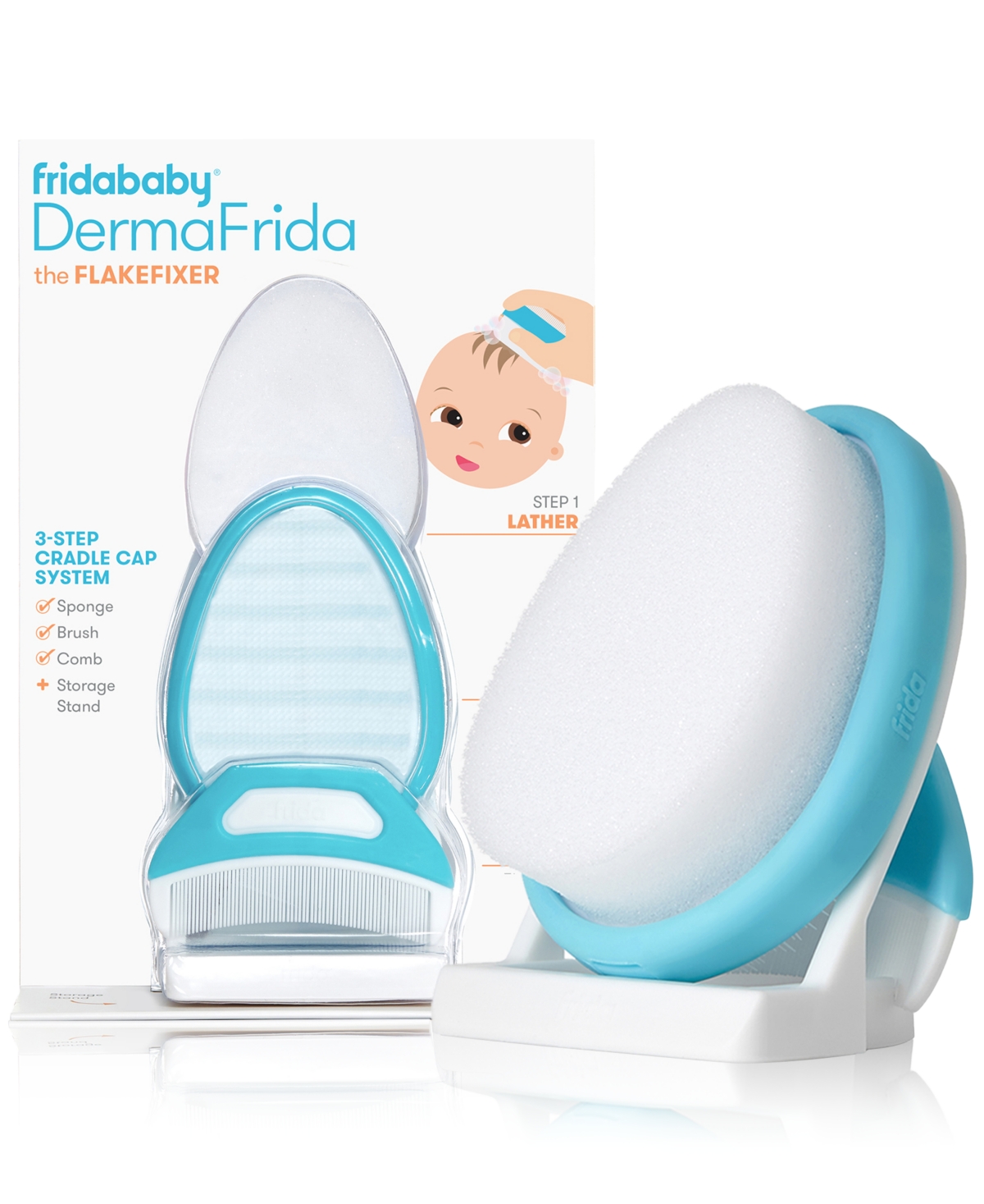 Frida Derma The Flakefixer The 3-step Cradle Cap System By Baby In White