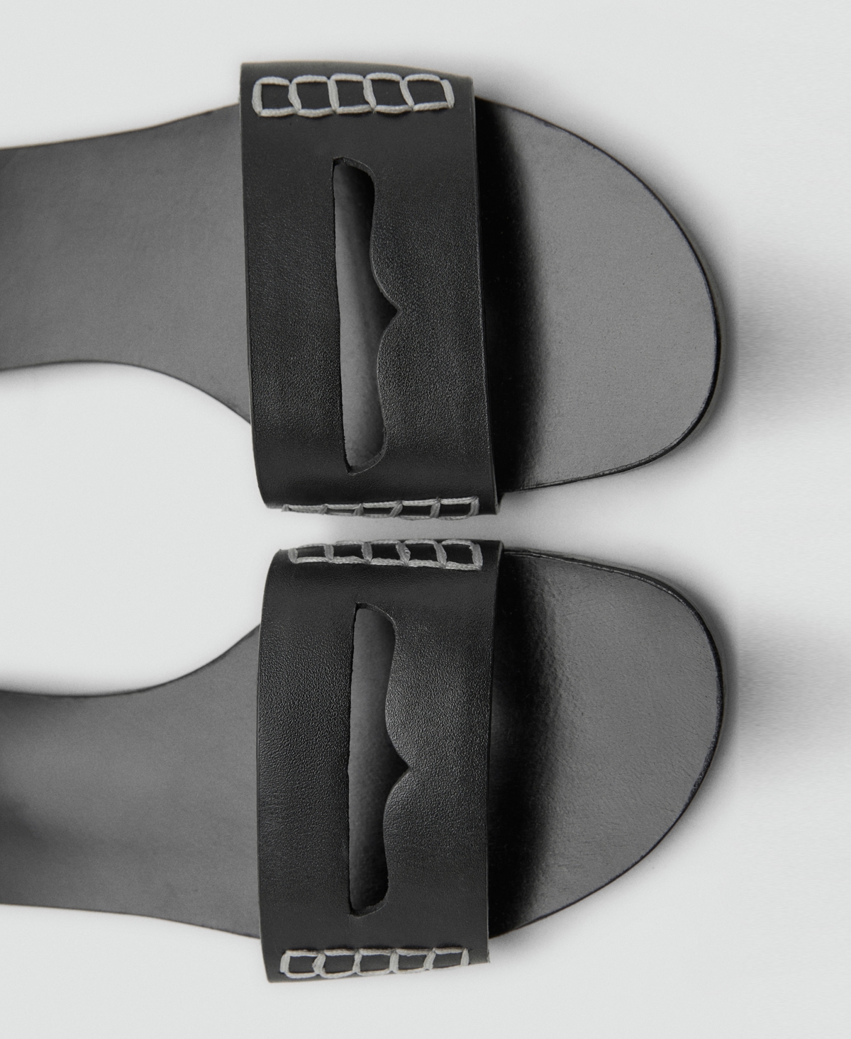 Mango Leather Sticth Detail Cut Out Sandals In Black