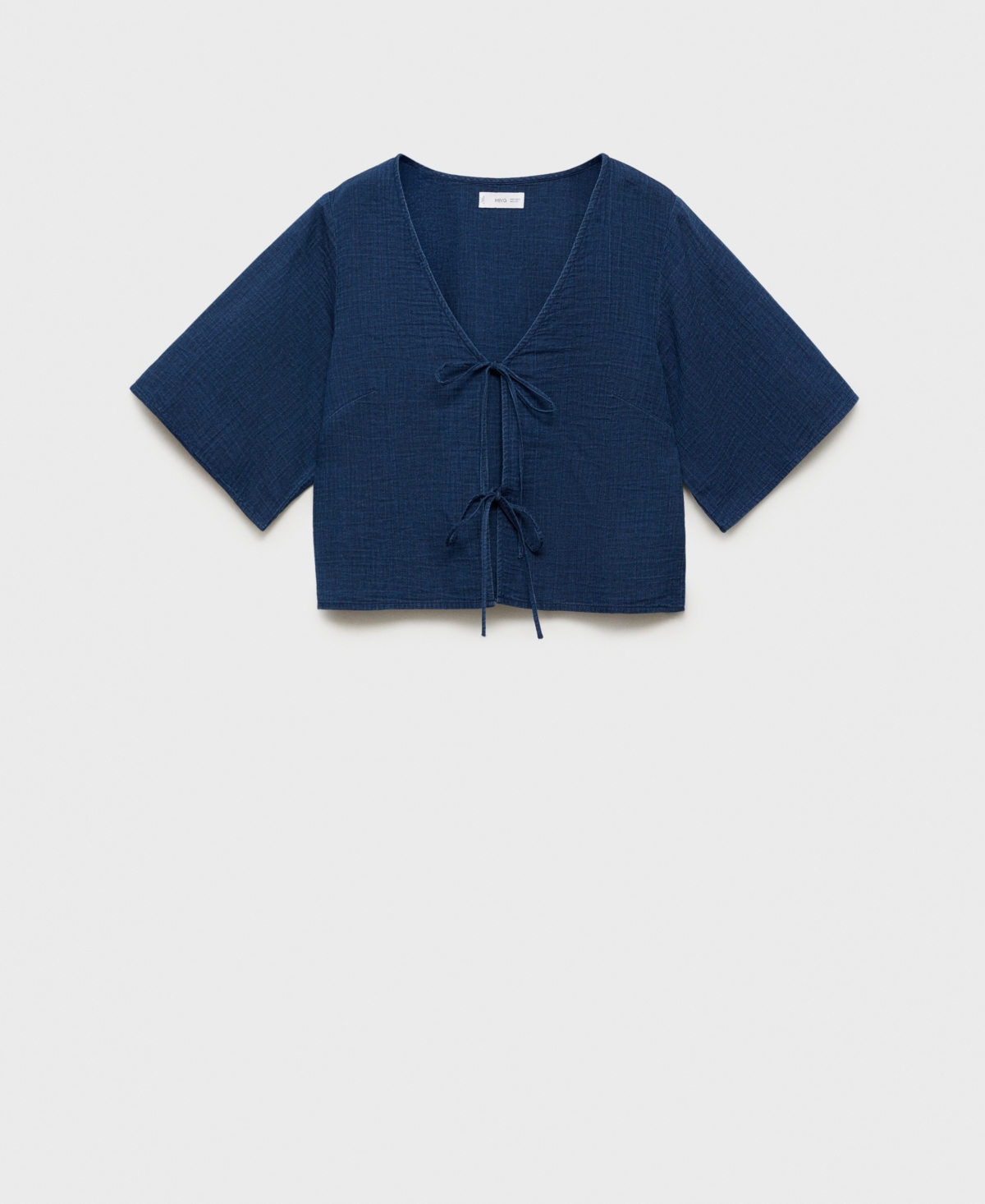 Women's Bows Detail Flowy Denim Top - Night Blue