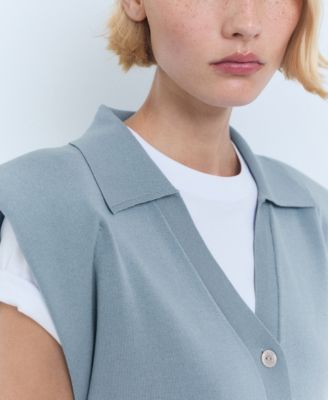 Women's Fine Knit Shoulder Pad Sweater Vest