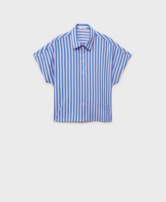 MANGO - Women's Short Sleeve Striped Shirt