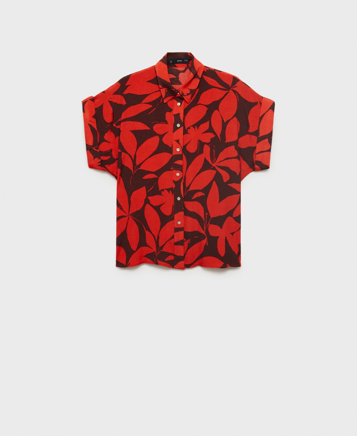 Mango Floral Short Sleeve Button-up Shirt In Red