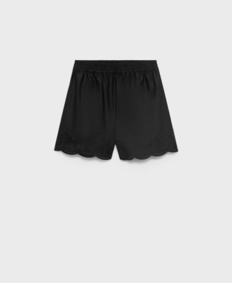 MANGO - Women's Embroidered Satin Shorts