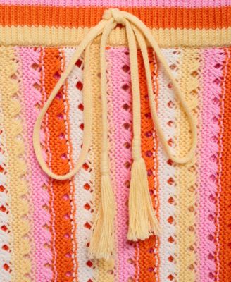 Women's Two-Tone Striped Crochet Skirt