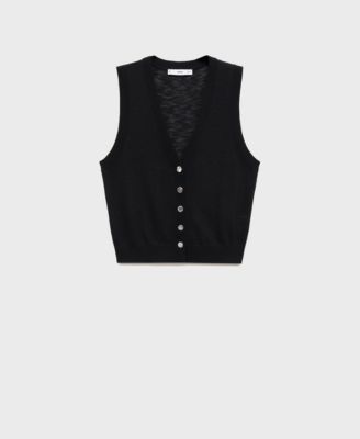 MANGO - Women's Fine Knit Buttoned Sweater Vest