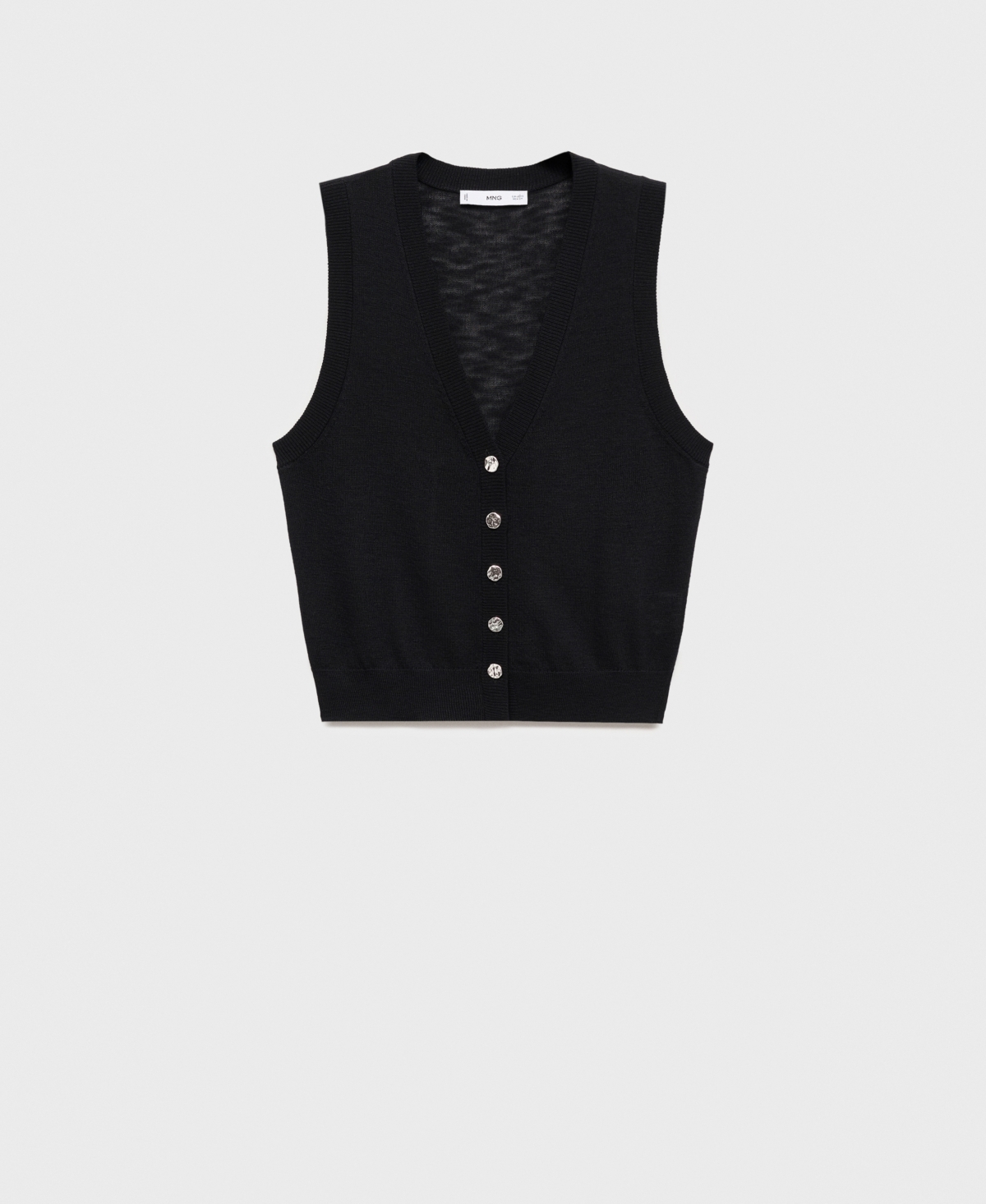 Mango Women's Fine Knit Buttoned Sweater Vest In Black