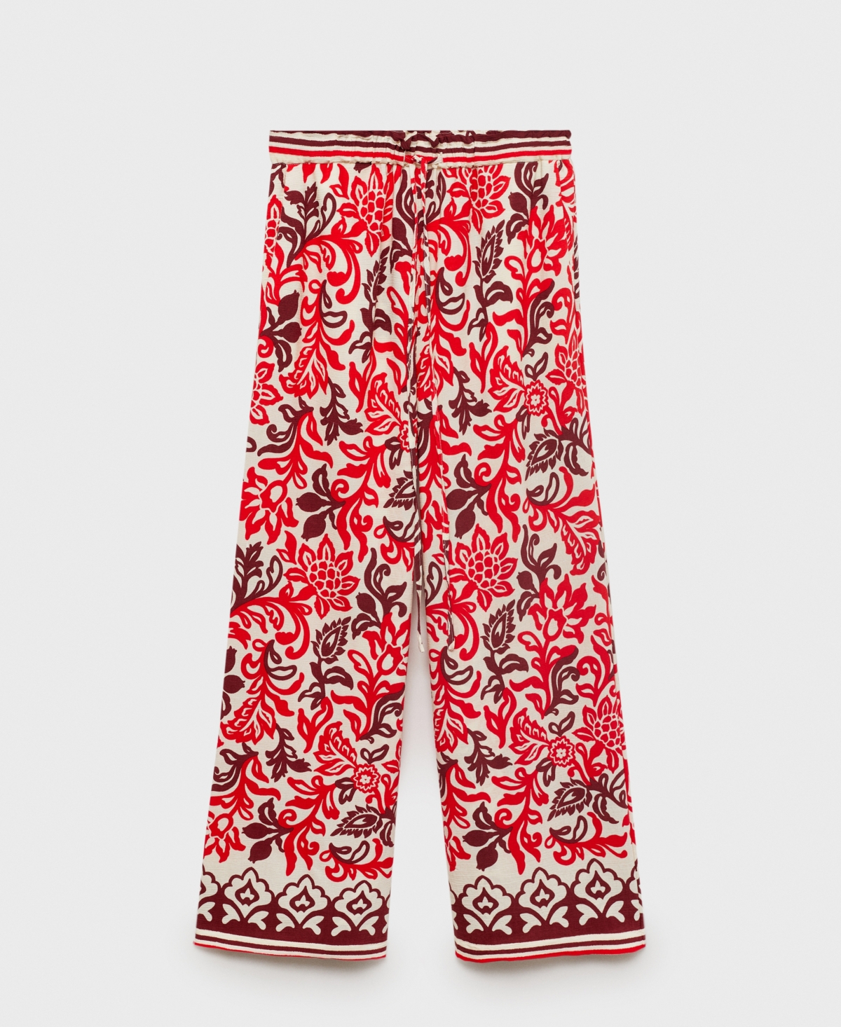 Mango Flowy Printed Trousers In Pink