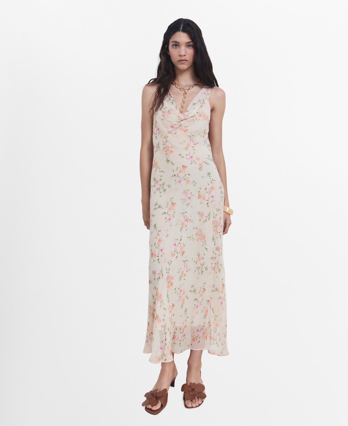 Mango Women's Draped Floral Dress In Pink