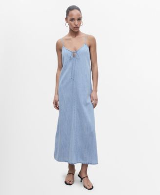 MANGO - Women's Strappy Denim Dress