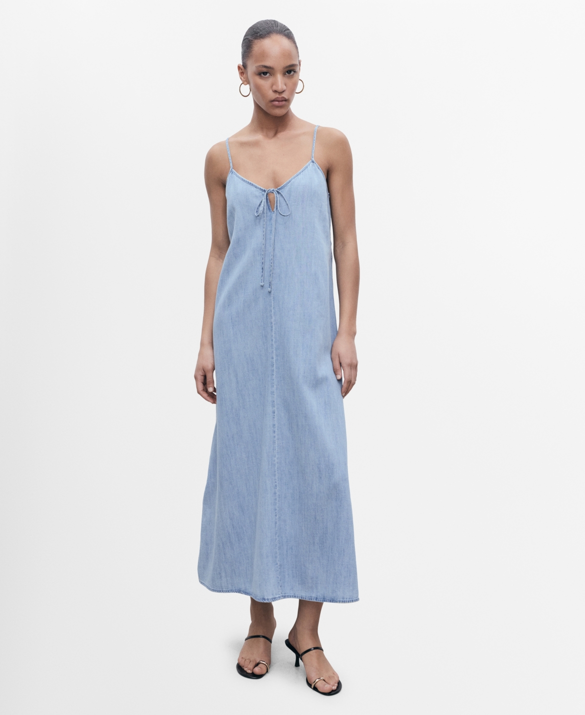Mango Women's Strappy Denim Dress In Blue