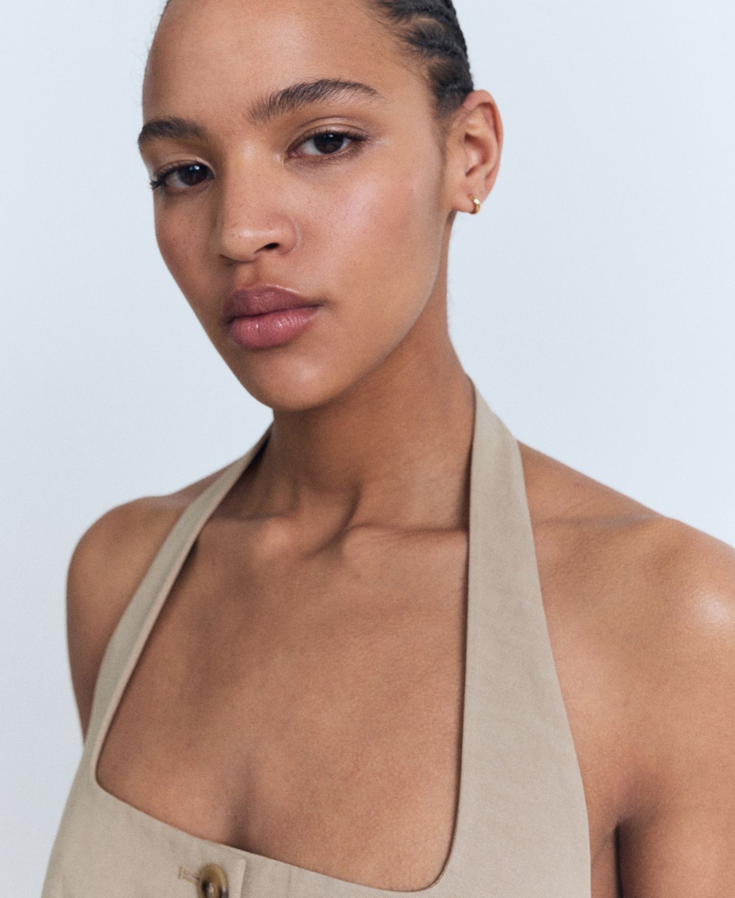 Женский жилет Mango Linen Suit Vest, цвет: Средний коричневый — фото 3