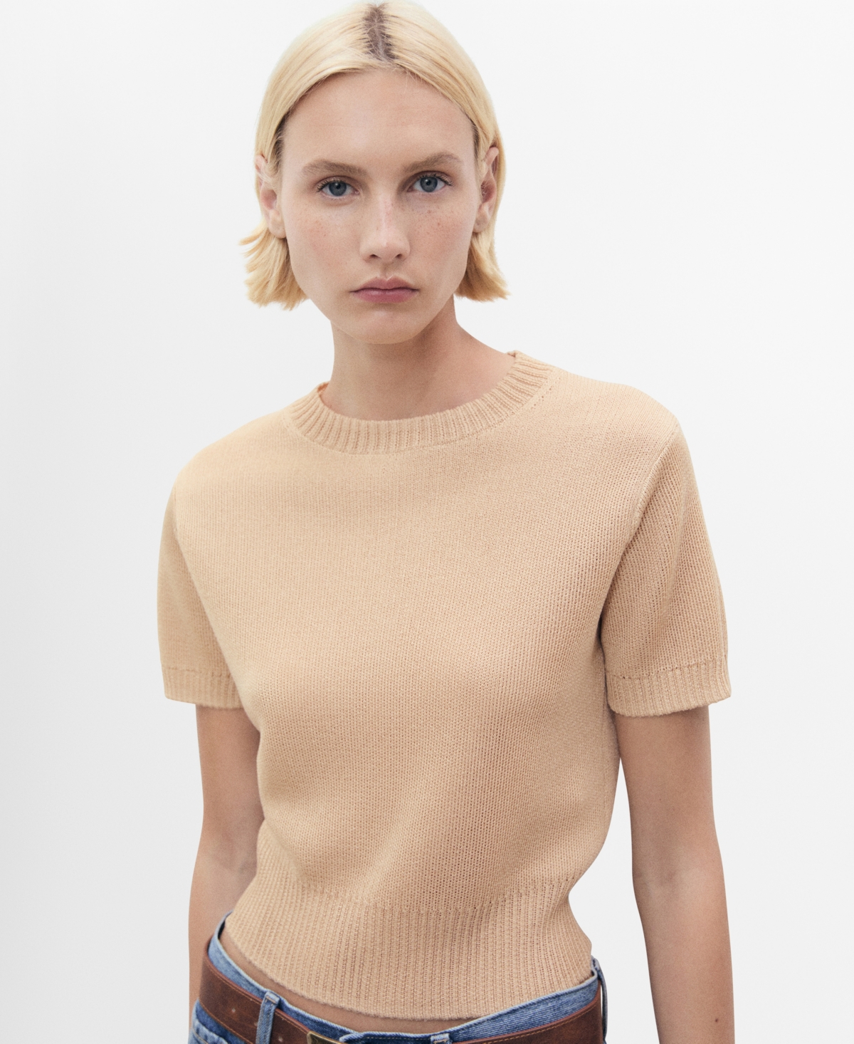 Mango Women's Short-Sleeved Crop Sweater