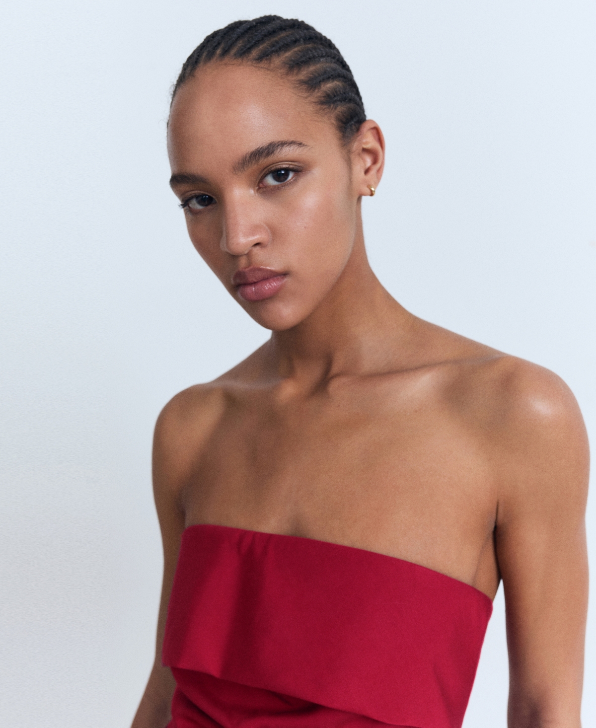 Mango Bandeau Fold Detail Jumpsuit In Orange