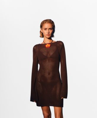 MANGO - Women's Open Back Crochet Dress