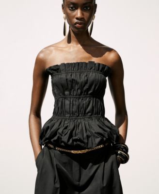 Women's Ruched Strapless Top