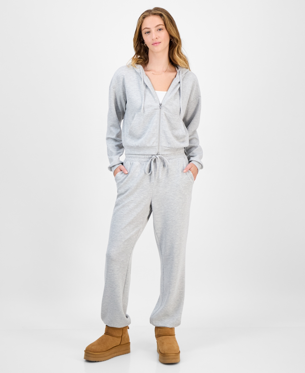 Tinseltown Juniors' Drawstring-waist Jogger Pants In Gray
