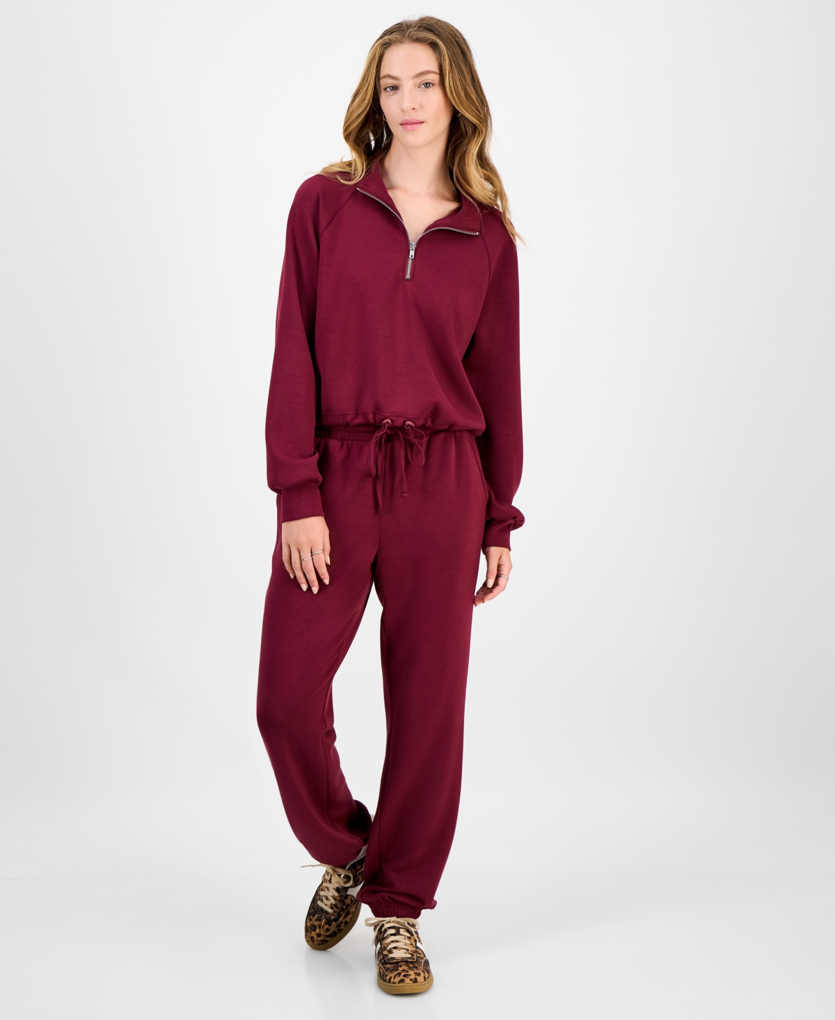 Tinseltown Juniors' Drawstring-waist Jogger Pants In Burgundy