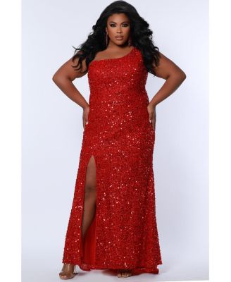 Women's One-Shoulder Sequin Evening Gown